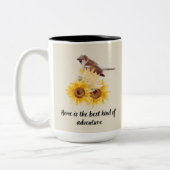 Tasse 2 Couleurs Beau Oiseau & Tournesols Avec Citation (Gauche)