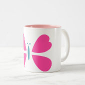 Tasse 2 Couleurs Beau papillon rose volant (Devant droit)