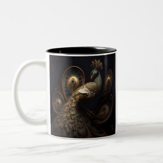Tasse 2 Couleurs Beau Peacock Orné (Gauche)