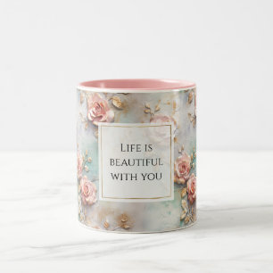 Tasse 2 Couleurs Beau Romantique Rose rose rose Roses romantiques
