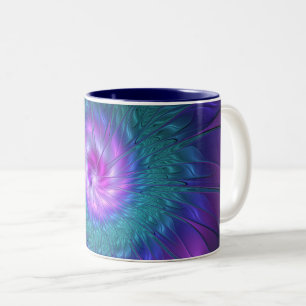 Tasse 2 Couleurs Beauté florale abstraite, art fractal coloré de fl