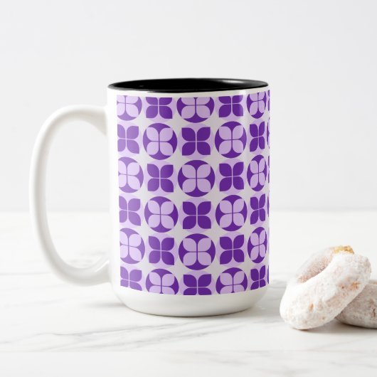Tasse 2 Couleurs Beauté géométrique Floral (Avec donut)