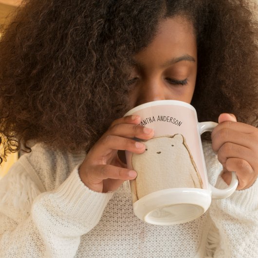 Tasse 2 Couleurs Beauté Moderne Pastel Ours Rose Avec Nom