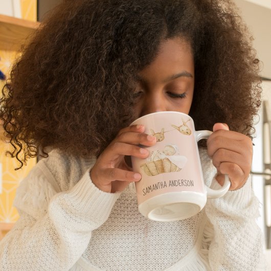 Tasse 2 Couleurs Beauté moderne Pastel Pink Nom de l'enfant