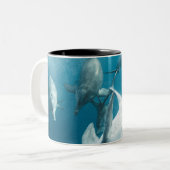 Tasse 2 Couleurs Beaux dauphins mignons (Devant gauche)