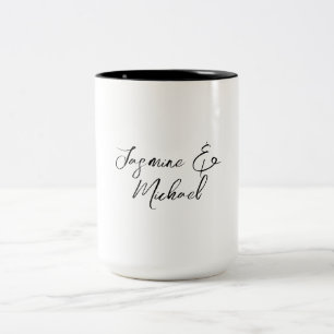 Tasse 2 Couleurs Beaux Noms de Calligraphie Chic pour Mariages