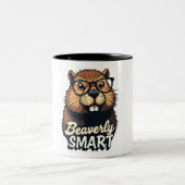 Tasse 2 Couleurs Beaverly Smart - Drôle Castor avec lunettes Graphi (Centre)