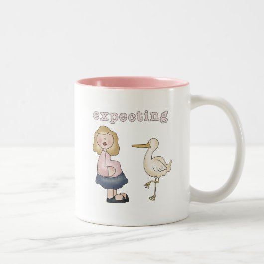 Tasse 2 Couleurs Bébé attendu - T-shirts et cadeaux de cigogne (Droit)