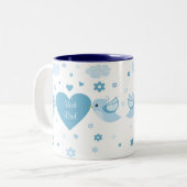 Tasse 2 Couleurs Bébé bleu de coeur d'inséparables (Devant gauche)