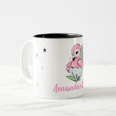 Tasse 2 Couleurs Bébé Chic Flamant Rose, Étoiles, Princesse (Devant gauche)