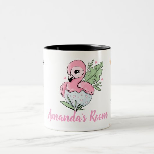 Tasse 2 Couleurs Bébé Chic Flamant Rose, Étoiles, Princesse (Centre)