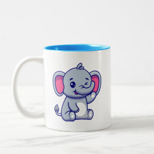 Tasse 2 Couleurs Bébé éléphant mignon assis dessin animé-23800