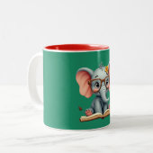Tasse 2 Couleurs Bébé Éléphant Sage (Devant gauche)