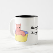 Tasse 2 Couleurs Bébé Hippopotame Heureux (Devant gauche)