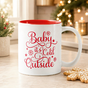 Tasse 2 Couleurs Bébé il fait froid dehors Red Script