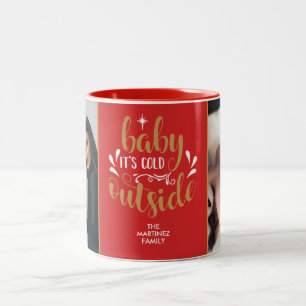 Tasse 2 Couleurs Bébé il fait froid dehors Votre photo et nom