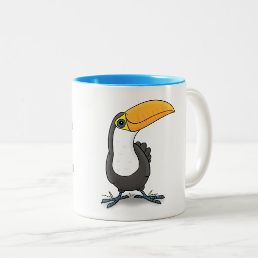 Tasse 2 Couleurs Bébé mignon souriant toucan dessin animé (Devant droit)