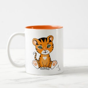 Tasse 2 Couleurs Bébé mignon Tigre Animal Cartoon & Monogramme