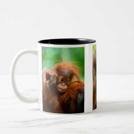 Tasse 2 Couleurs Bébé Orangutan, face à face (Gauche)