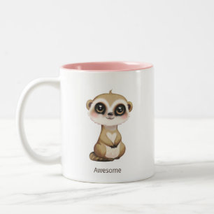 Tasse 2 Couleurs Bébé suricate mignon et texte personnalisé