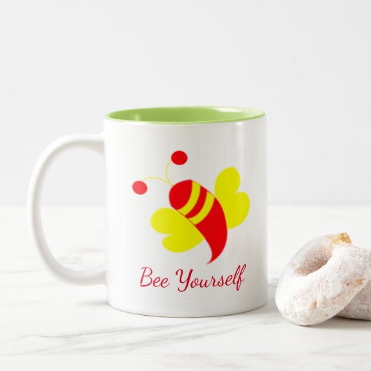 Tasse 2 Couleurs Bee Honey Bee Bumble Bee (Avec donut)