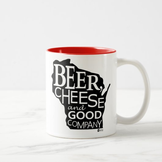 Tasse 2 Couleurs Beer Cheese & Good Company Du Designs WI fou (Droit)