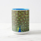Tasse 2 Couleurs Bel oiseau paon (Centre)