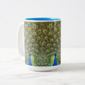 Tasse 2 Couleurs Bel oiseau paon (Devant gauche)