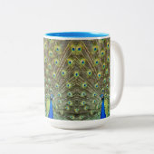 Tasse 2 Couleurs Bel oiseau paon (Devant droit)