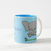 Tasse 2 Couleurs Belle adorable dessin d'éléphant bébé (Devant droit)
