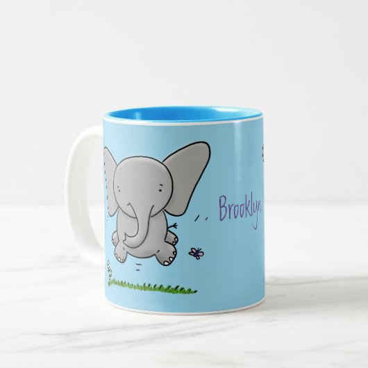 Tasse 2 Couleurs Belle adorable dessin d'éléphant bébé (Devant gauche)