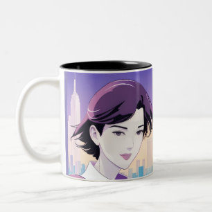 Tasse 2 Couleurs Belle Anime Femme New York City Style