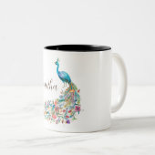 Tasse 2 Couleurs Belle aquarelle bleu paon I (Devant droit)