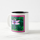 Tasse 2 Couleurs Belle Artwor encadrée "Crackel Framed Dragonfly" (Devant gauche)