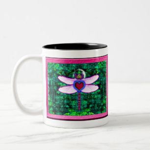 Tasse 2 Couleurs Belle Artwor encadrée "Crackel Framed Dragonfly"