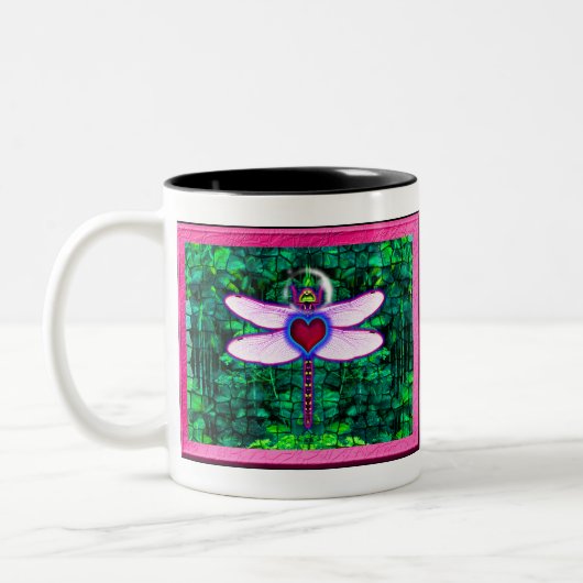 Tasse 2 Couleurs Belle Artwor encadrée "Crackel Framed Dragonfly" (Gauche)
