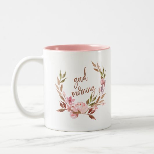 Tasse 2 Couleurs Belle Botanique | Courbe Florale Bonjour (Gauche)