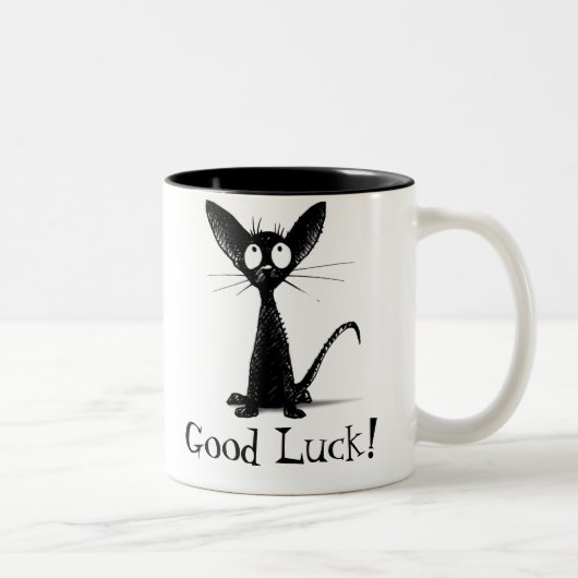 Tasse 2 Couleurs Belle Chat Noir (Droit)