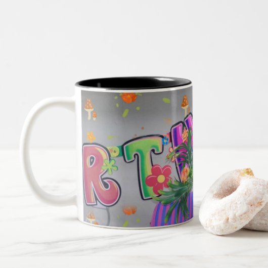 Tasse 2 Couleurs Belle couleur Art d'anniversaire Imprimer (Avec donut)