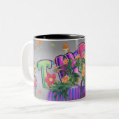 Tasse 2 Couleurs Belle couleur Art d'anniversaire Imprimer (Devant gauche)