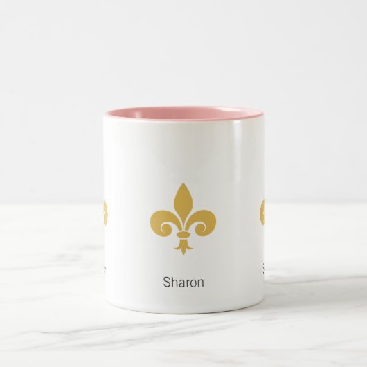 Tasse 2 Couleurs Belle Fleur de lis blanche (Centre)