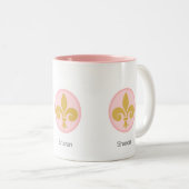 Tasse 2 Couleurs Belle fleur de lis rose & blanc (Devant droit)
