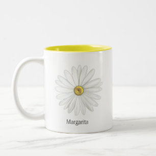 Tasse 2 Couleurs Belle fleur de marguerite sur fond blanc