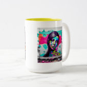 Tasse 2 Couleurs Belle Graffiti Art Woman sur (Devant droit)