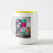 Tasse 2 Couleurs Belle Graffiti Art Woman sur (Devant gauche)