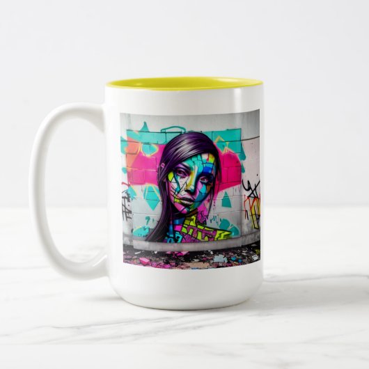 Tasse 2 Couleurs Belle Graffiti Art Woman sur (Gauche)