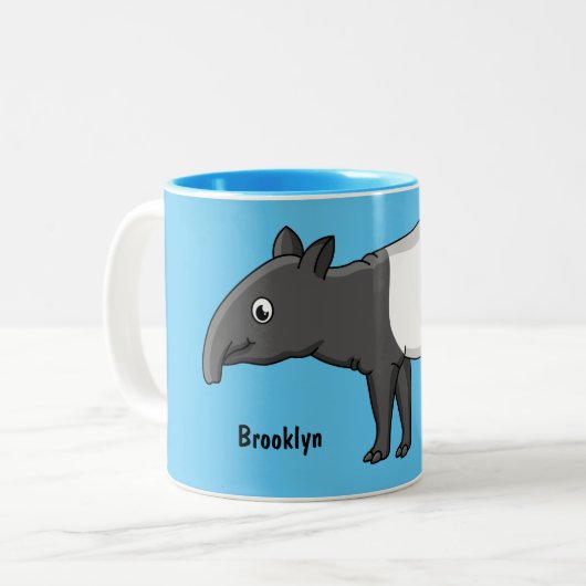 Tasse 2 Couleurs Belle illustration de tapir de dessin animé (Devant gauche)