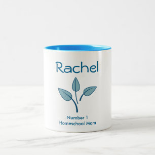 Tasse 2 Couleurs Belle Numéro 1 Homeschool Maman Bleu et Blanc