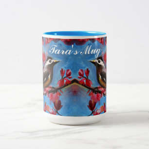 Tasse 2 Couleurs Belle peinture de printemps d'oiseaux