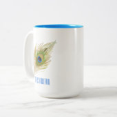 Tasse 2 Couleurs Belle plume Peacock Oiseau Bleu (Devant gauche)